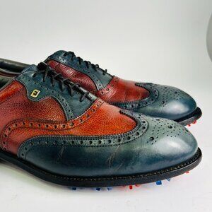 Vintage FootJoy Classics Golf Shoes Made in USA Red Blue Wingtips Size 11.5 D